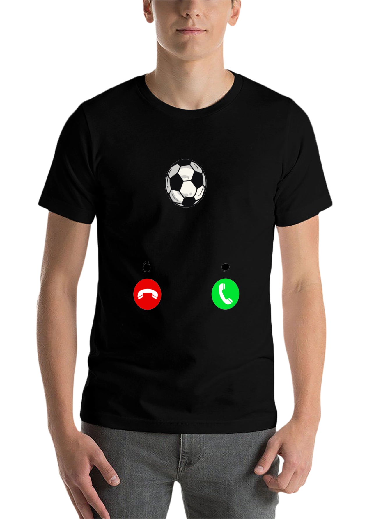 Black Soccer Call T-Shirt - Black Graphic Tee for Sport Fans view 7
