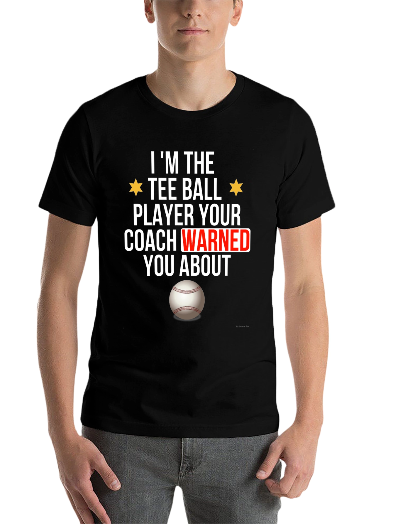 Black Tee Ball Player Funny Graphic T-Shirt view 7