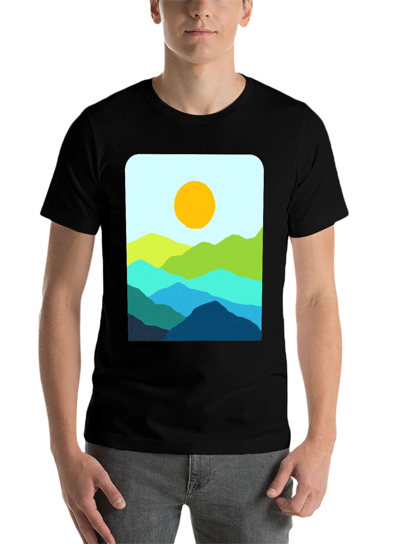 Black Mountainscape Graphic T-Shirt - Stylish Nature Design view 7