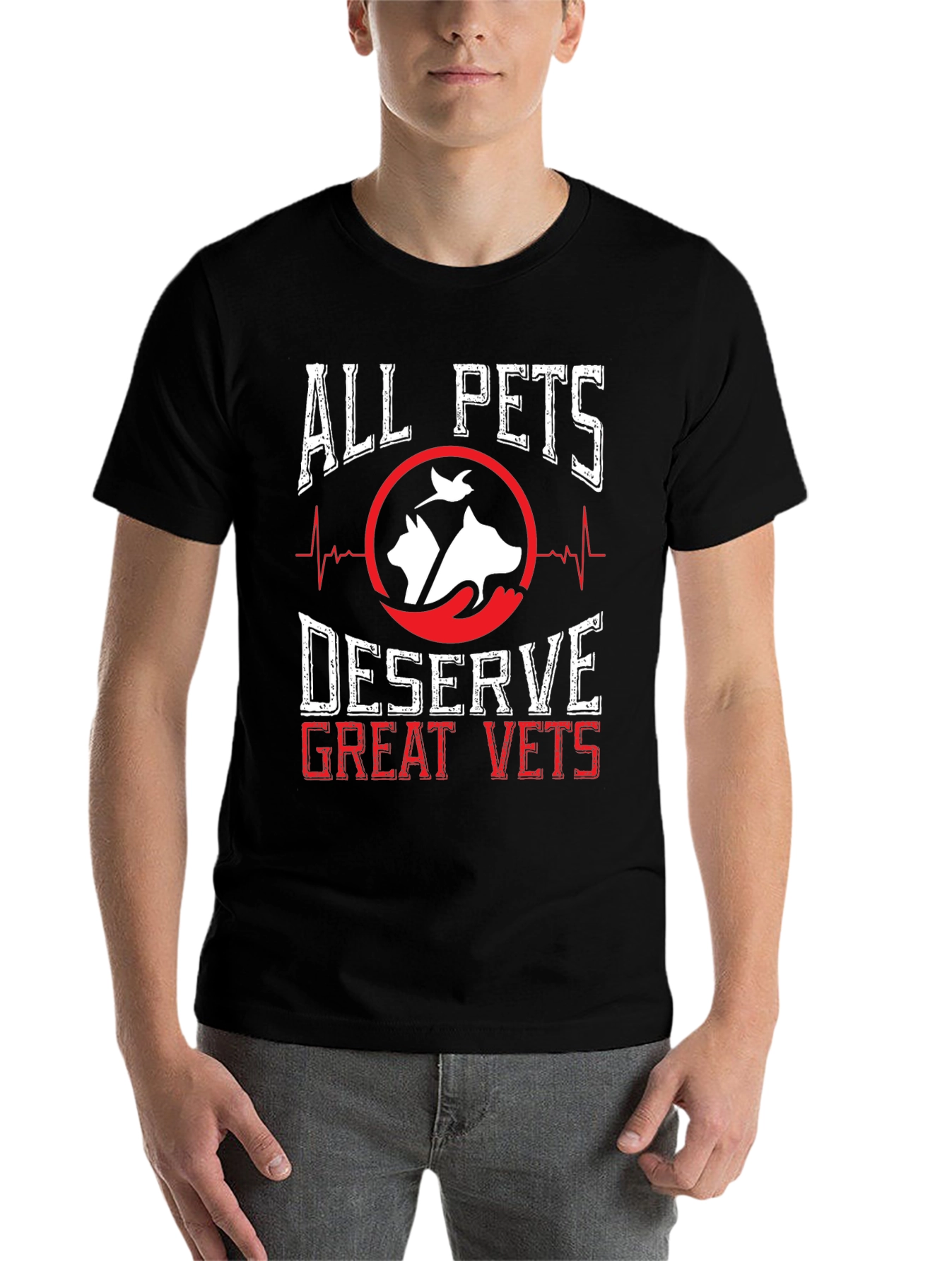 Black All Pets Deserve Great Vets T-Shirt view 7