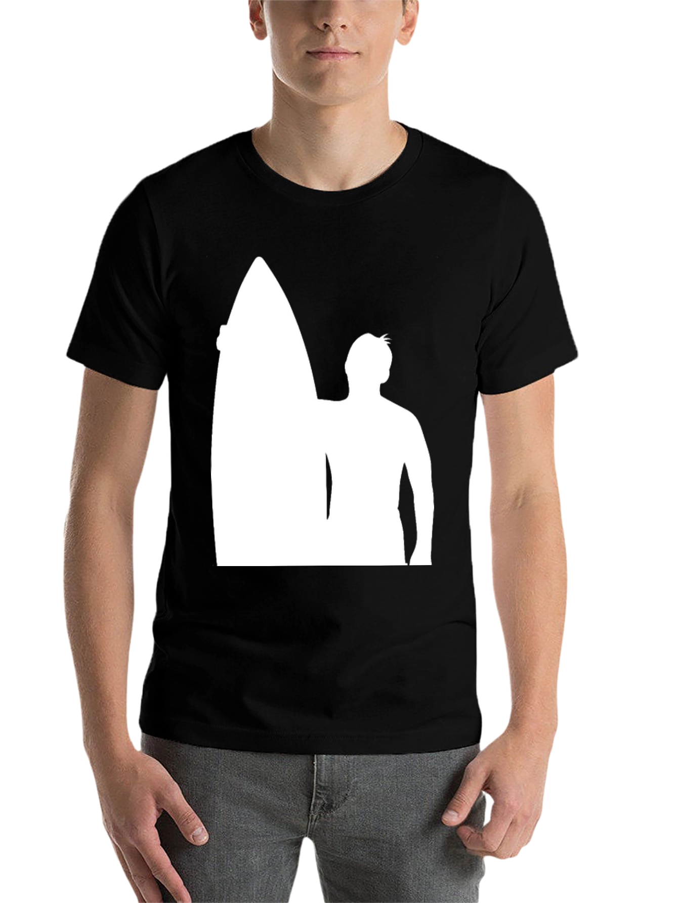 Black Surfer Silhouette Black T-Shirt view 7