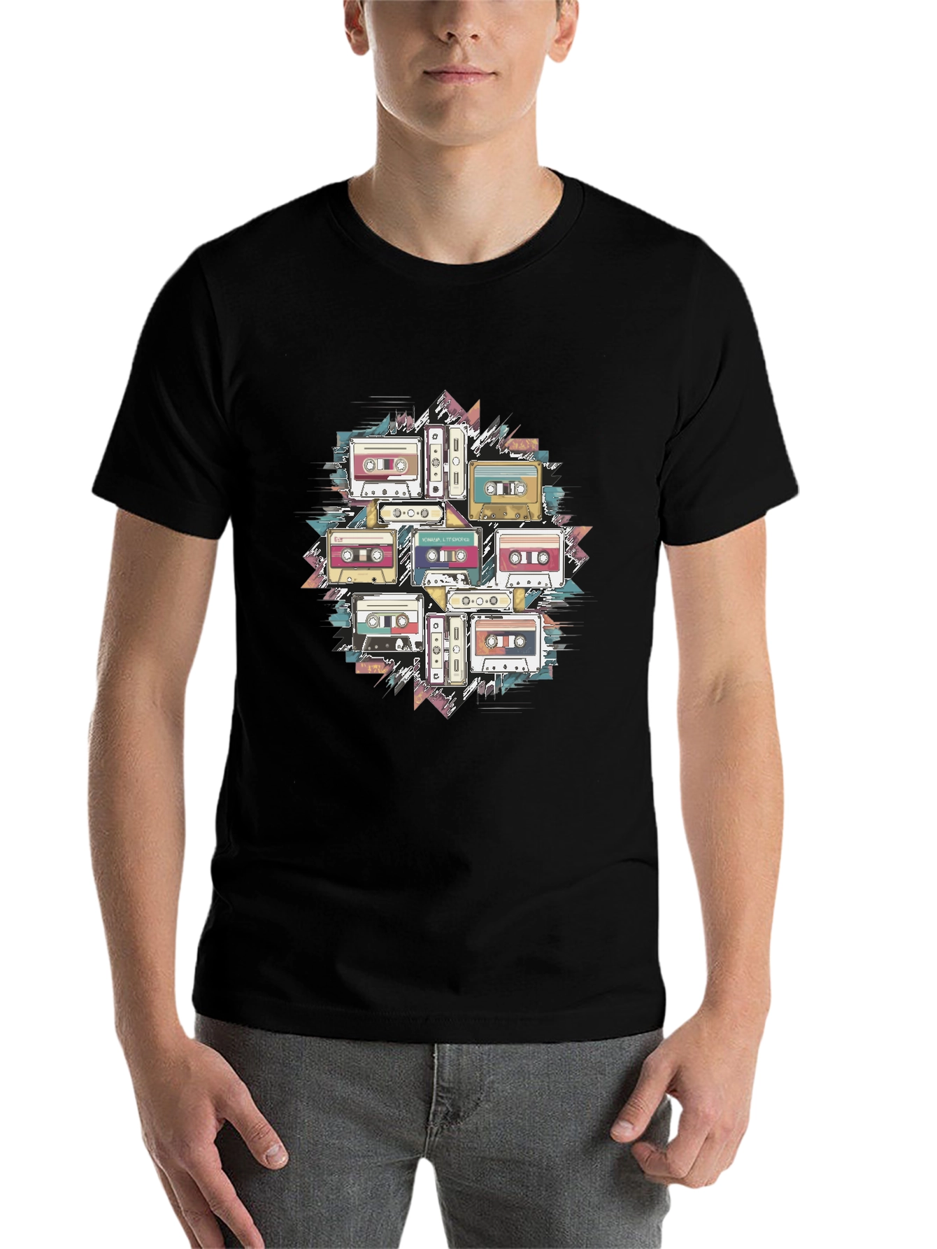 Black Retro Cassette Tape T-Shirt - Vintage Music Lover Tee view 7
