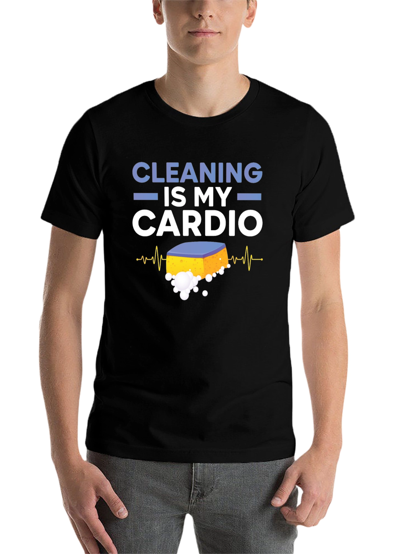 Black Cleaning is My Cardio T-Shirt Funny Housekeeping Tee view 7