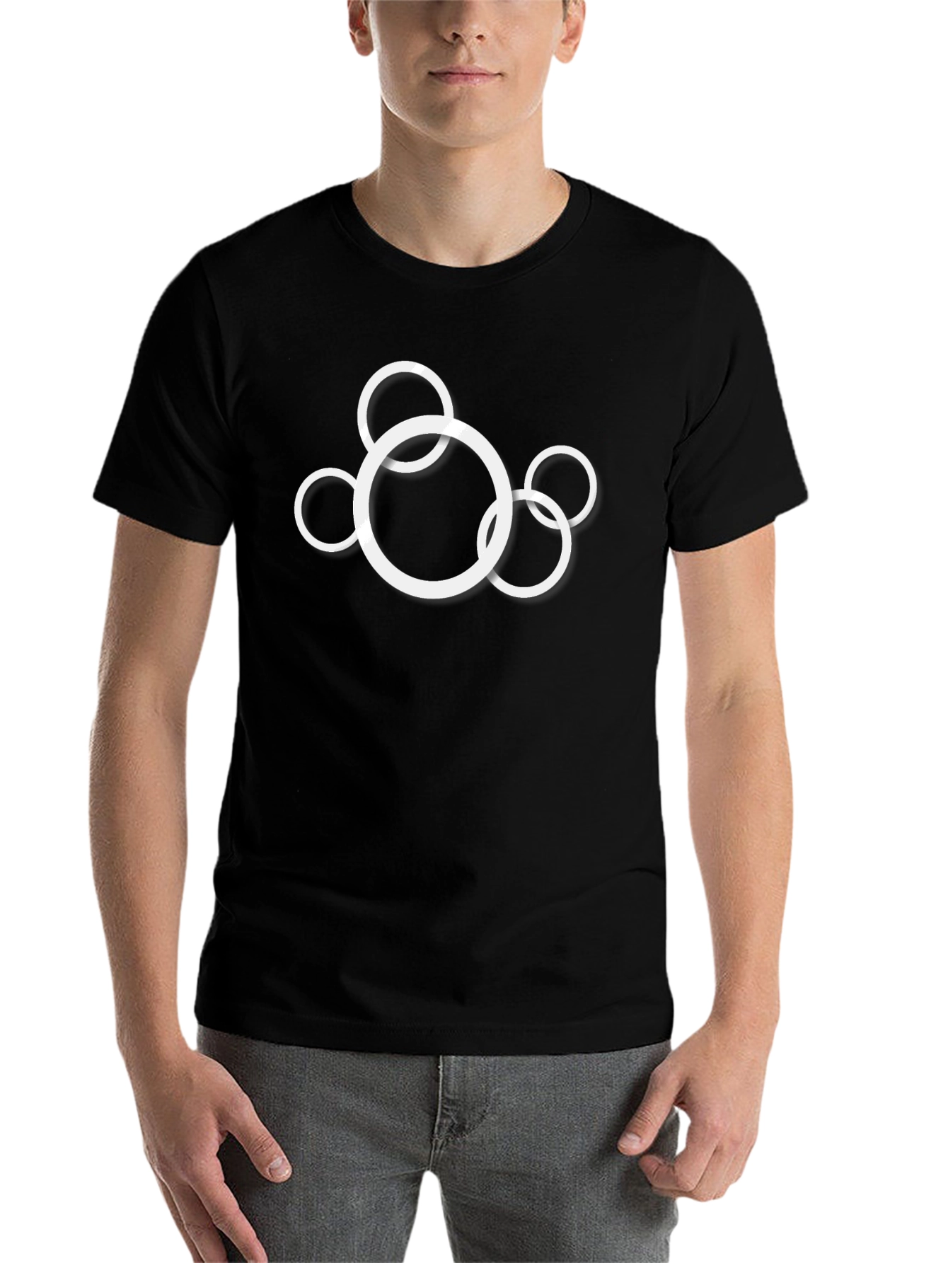 Modern Circle Graphic Black T-Shirt - 7