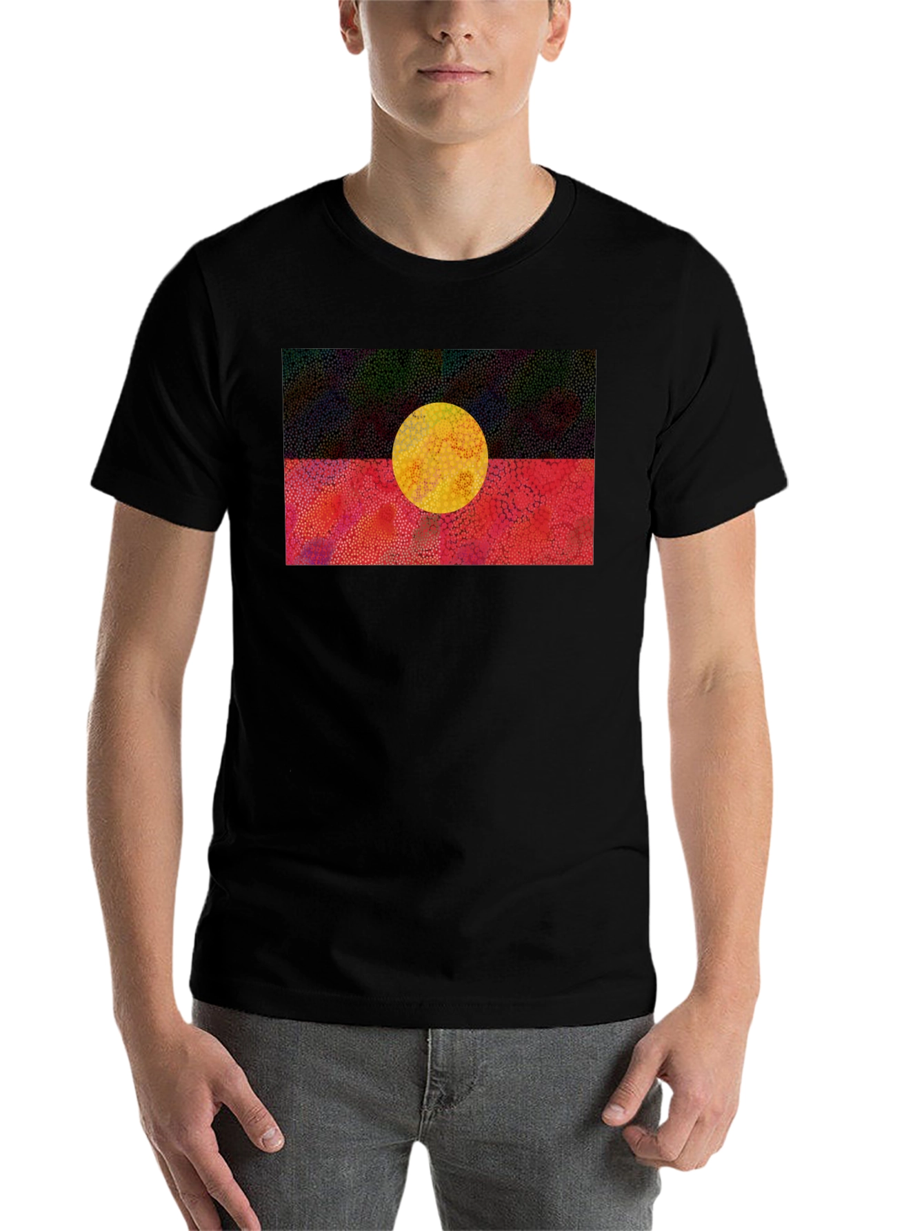 Black Aboriginal Flag Graphic T-Shirt view 7