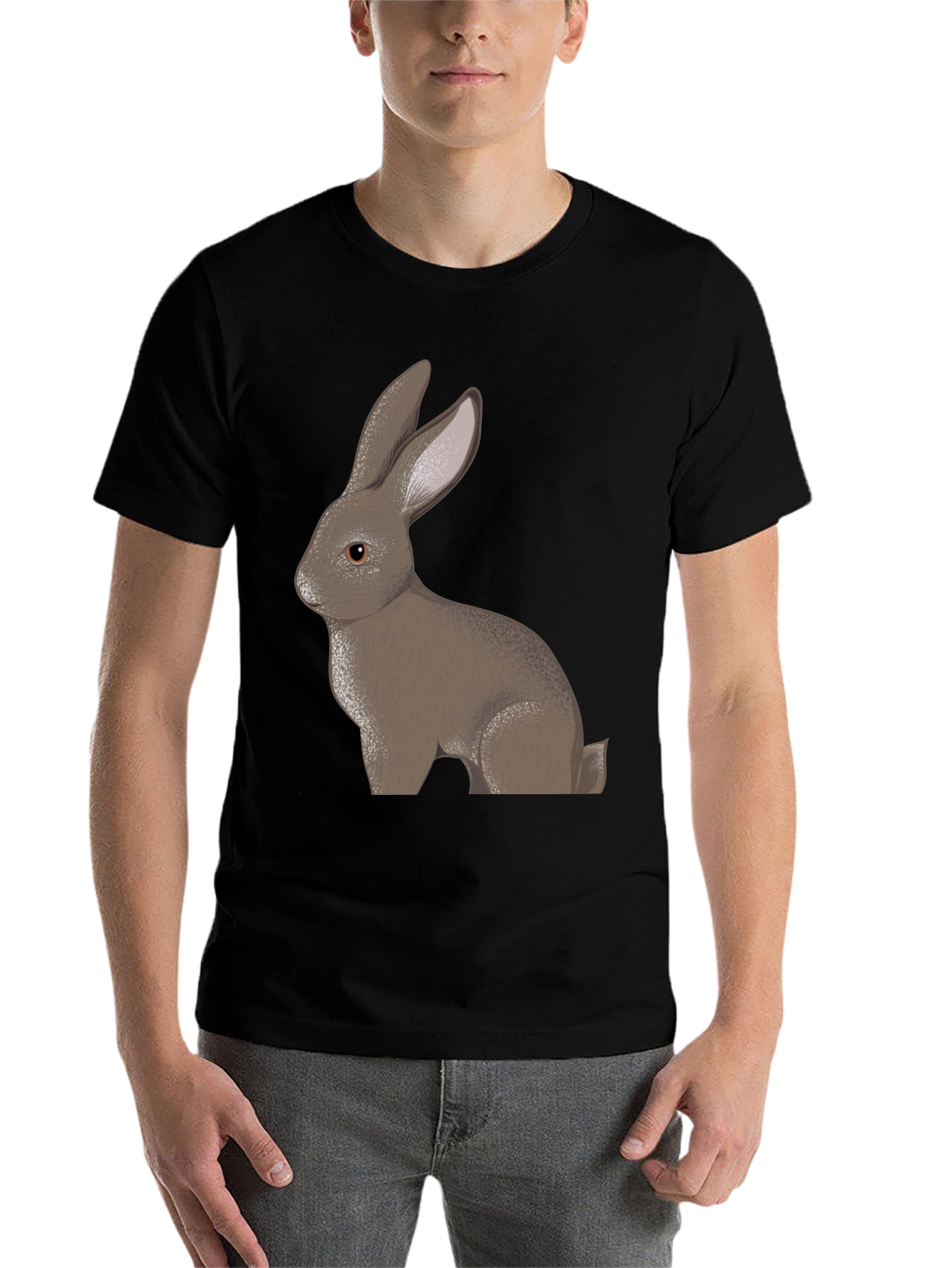 Black Bunny Rabbit Graphic Tee - Soft Cotton Blend view 7