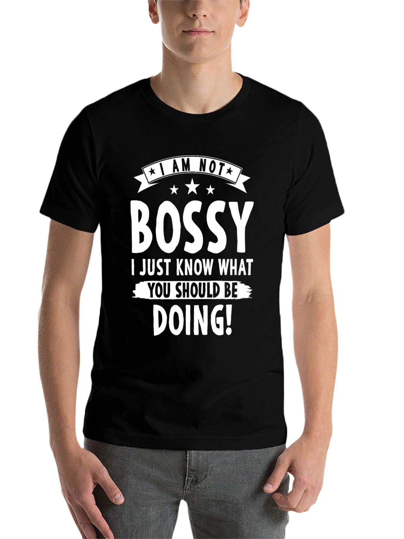 Black Funny "I Am Not Bossy" Graphic T-Shirt view 7