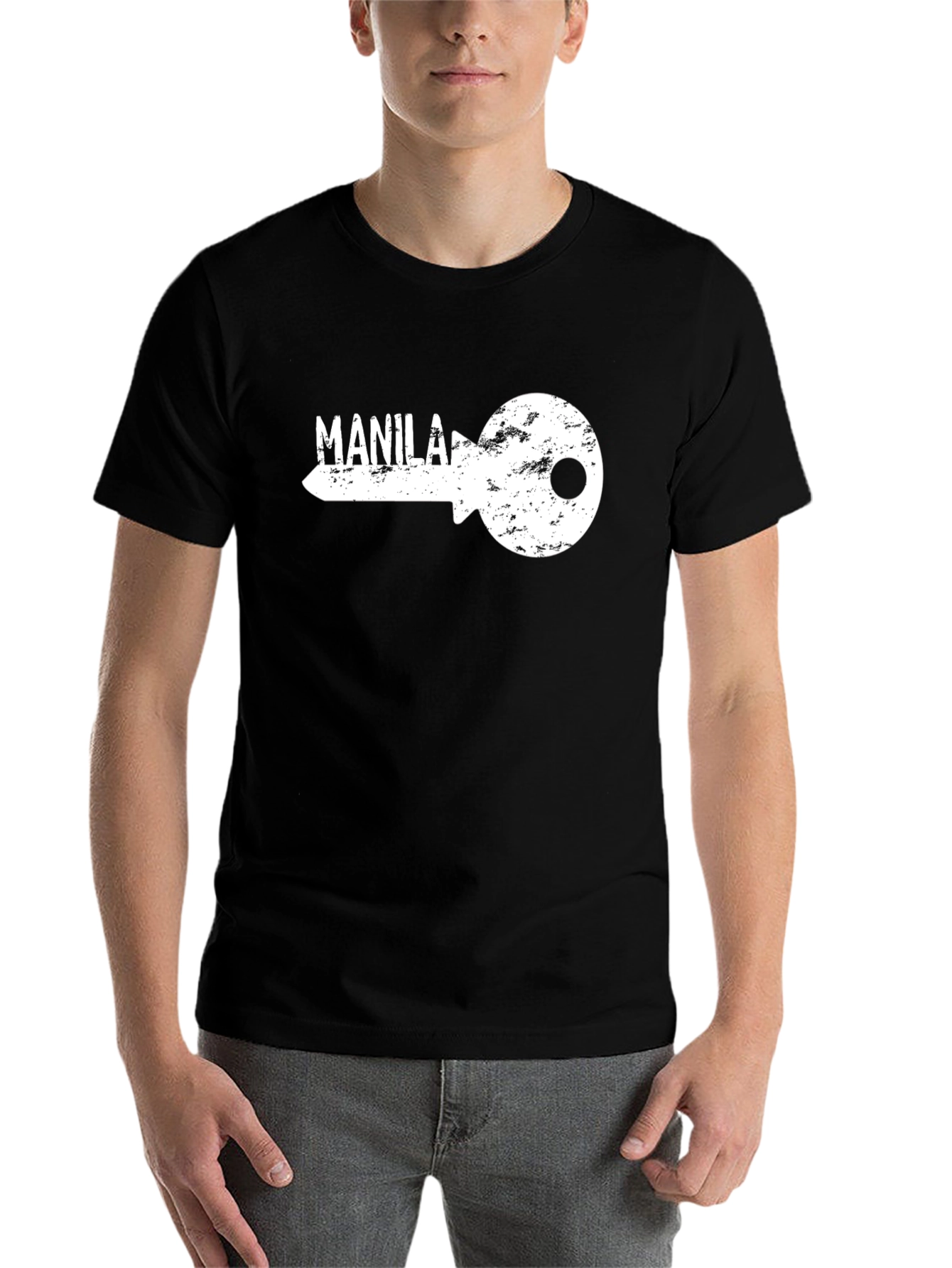 Black Manila Key Graphic T-Shirt - Black Crew Neck Tee view 7