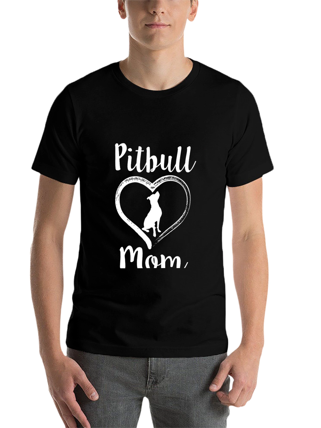 Black Pitbull Mom Graphic T-Shirt view 7