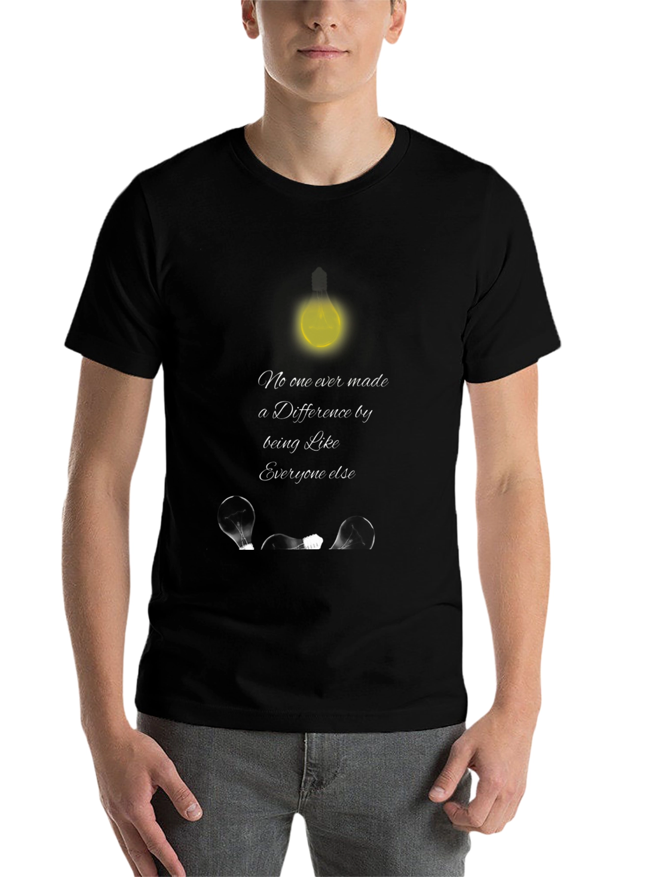 Black Inspirational T-Shirt: Be the Light, Be Different view 7