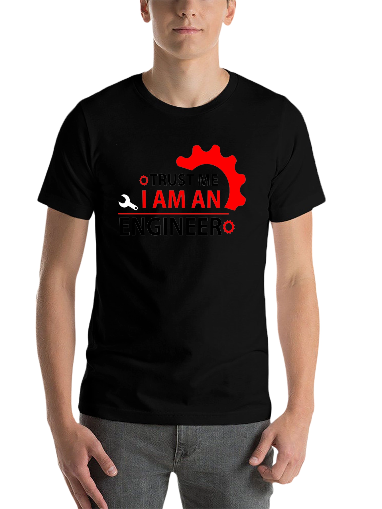 Black Trust Me I am An Engineer T-Shirt - Black view 7