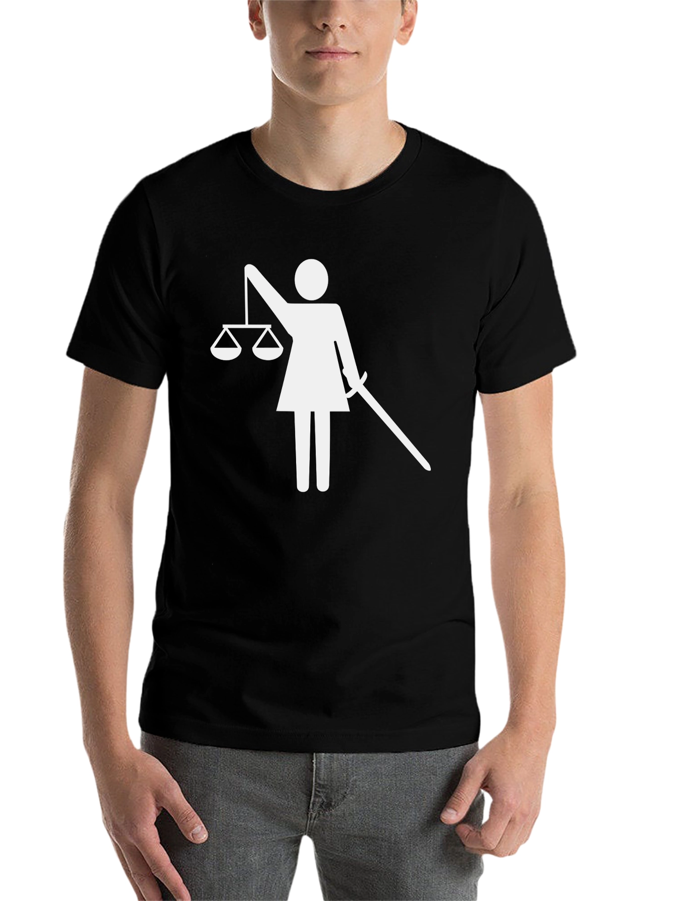 Black Scales of Justice T-Shirt - Unisex Black Tee view 7