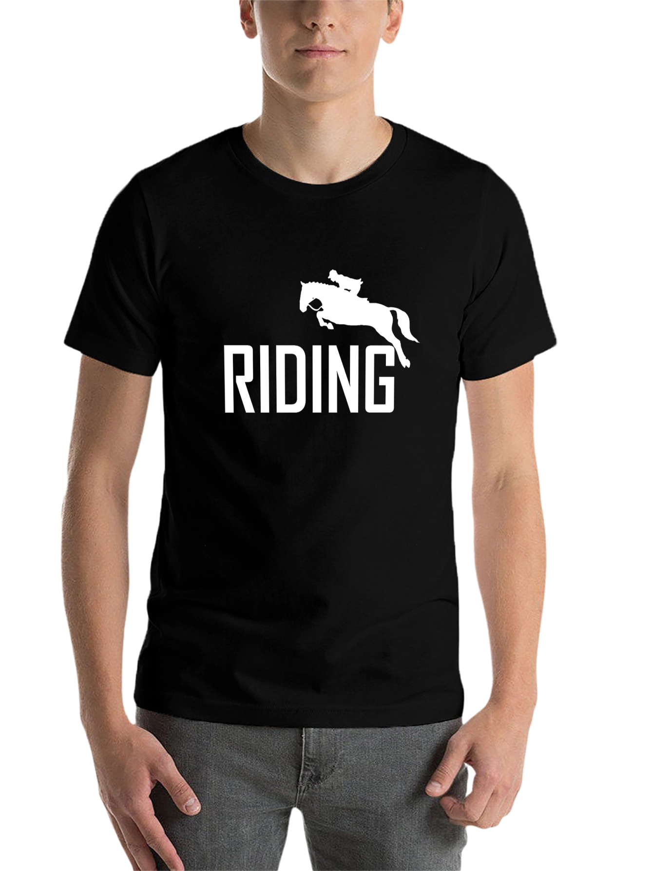 Black Equestrian Riding Graphic T-Shirt - Black view 7