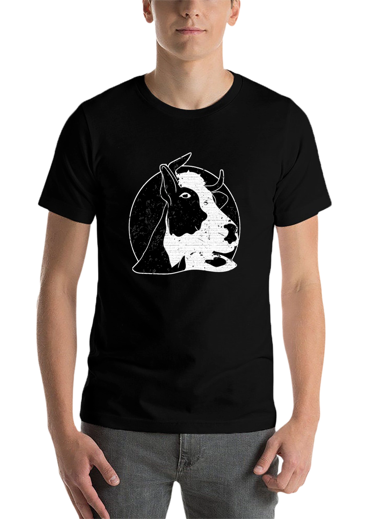 Black Cow Graphic Tee - Black Cotton Comfort Fit T-Shirt view 7