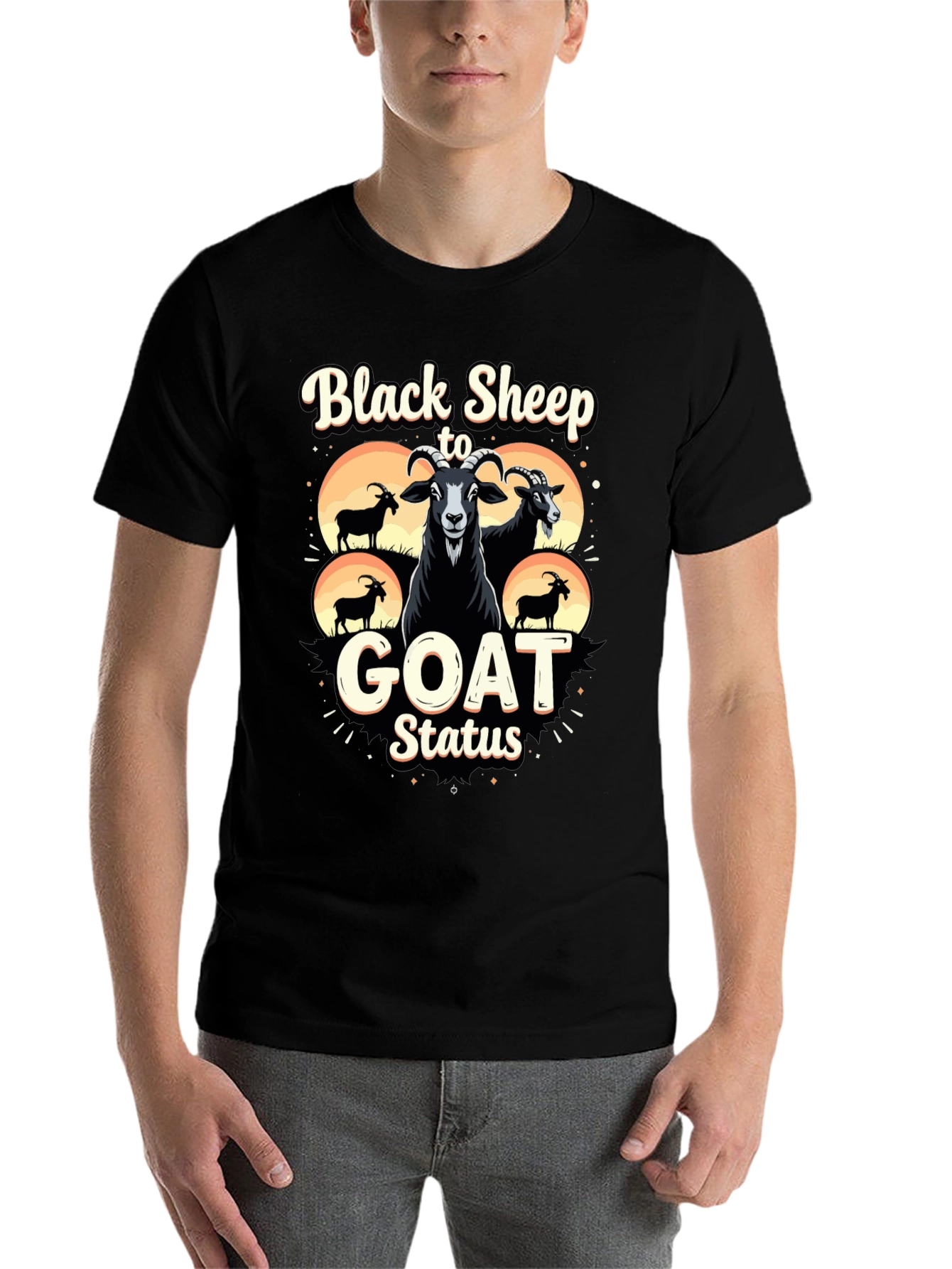 Black Black Sheep to Goat Status Graphic Tee view 7