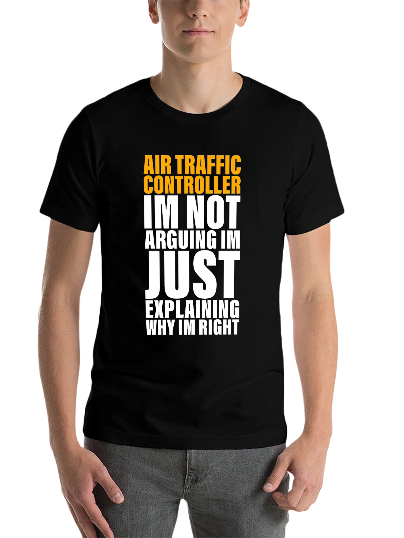 Black Air Traffic Controller Humor T-Shirt view 7