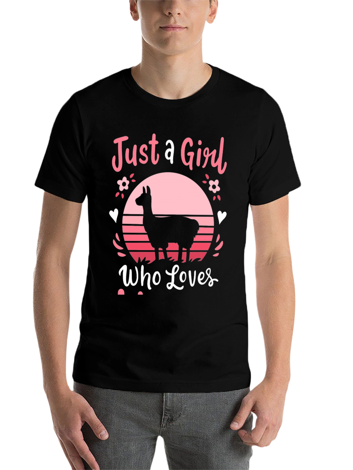 Black Just A Girl Who Loves Llamas T-Shirt view 7