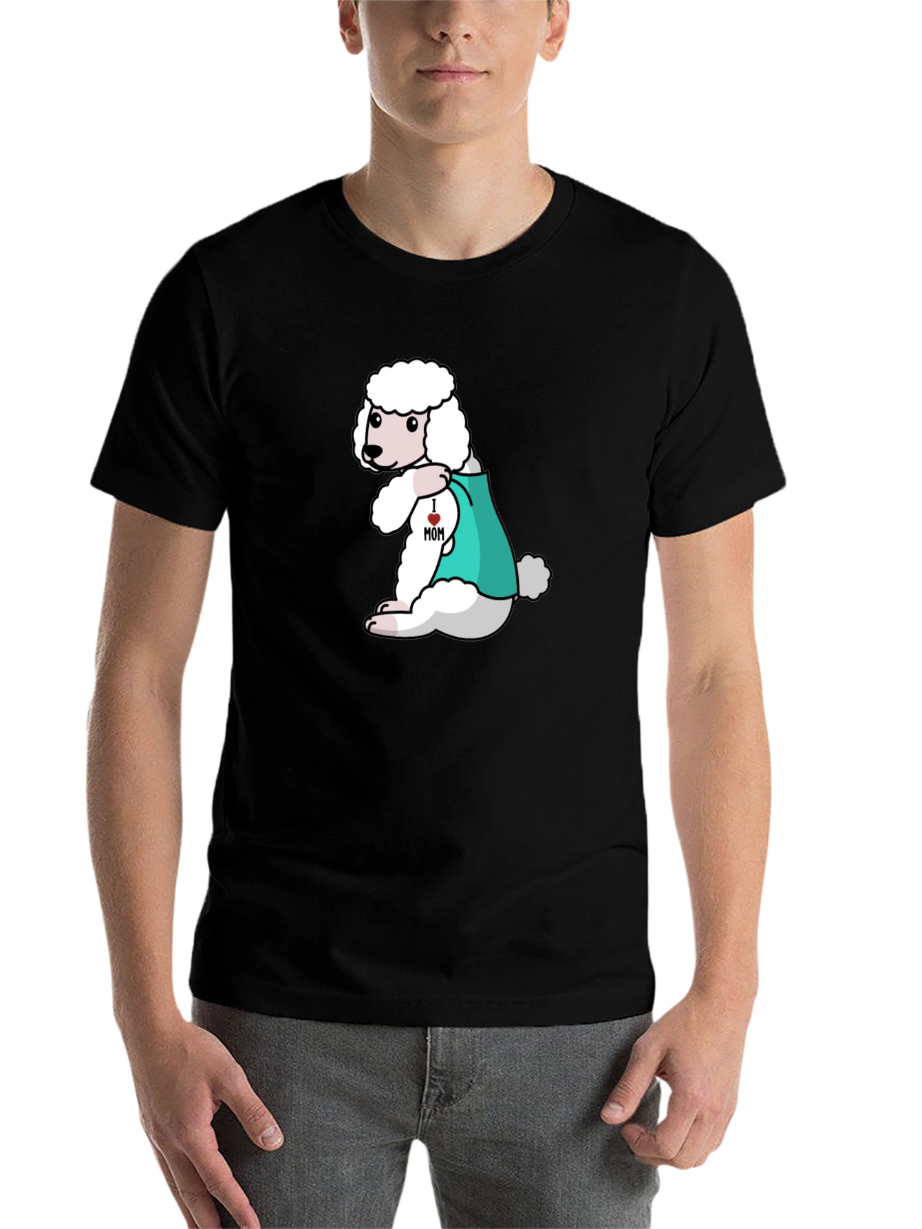 Black Poodle Mom Tattoo Graphic Tee view 7