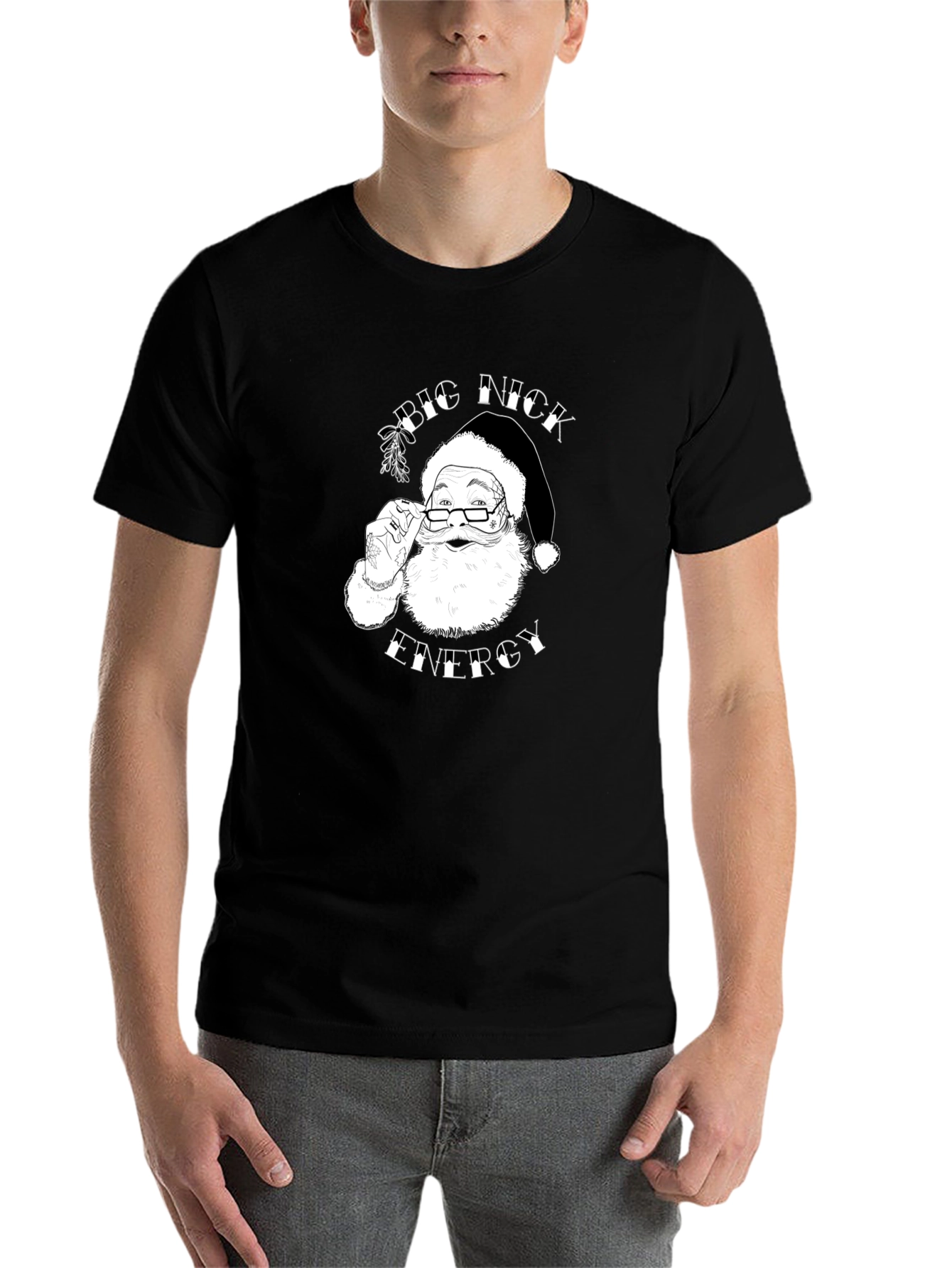 Black Big Nick Energy Santa T-Shirt - Christmas Humor Tee view 7