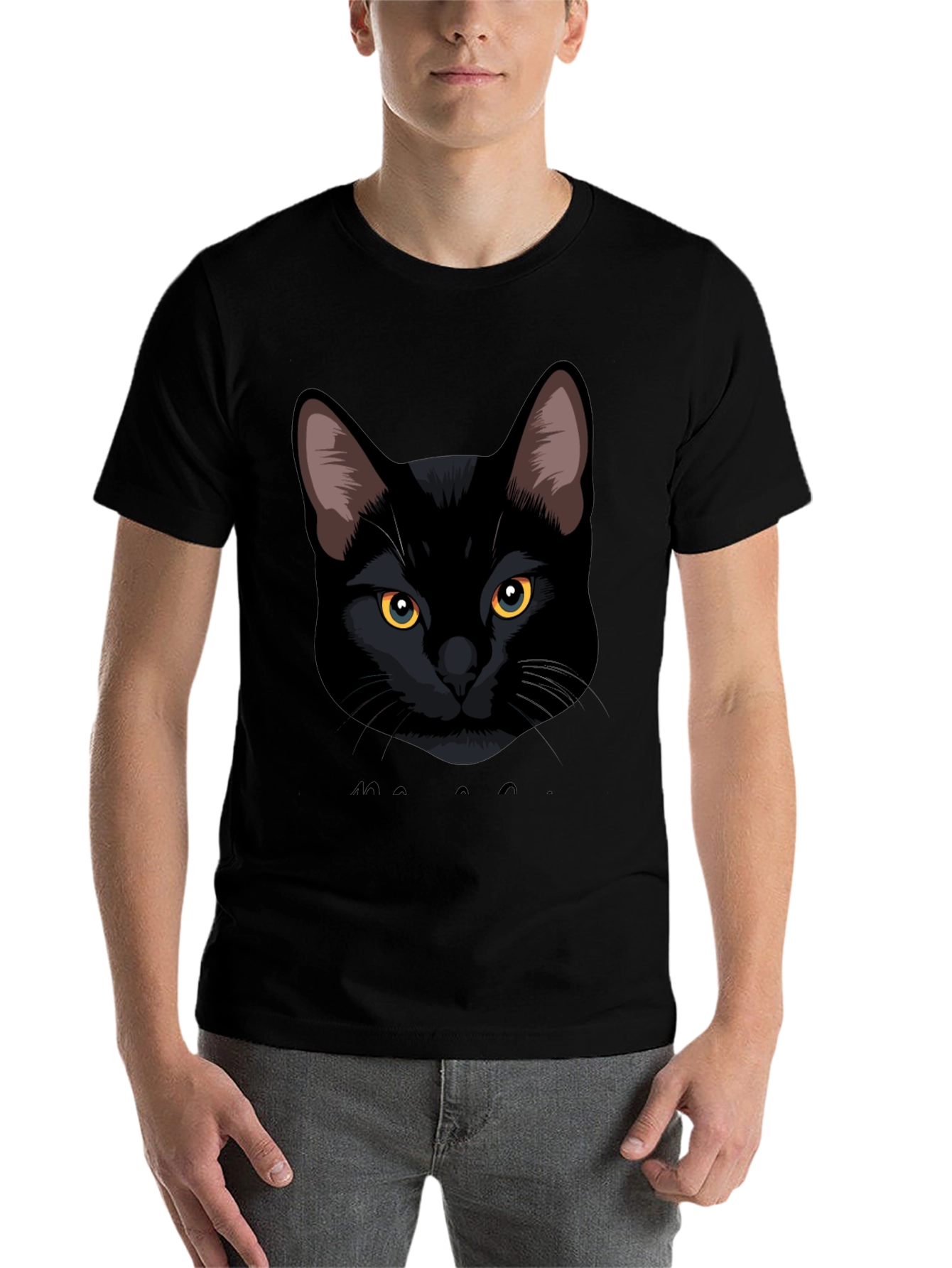 Black Black Cat Graphic Tee - Men's Casual T-Shirt view 7