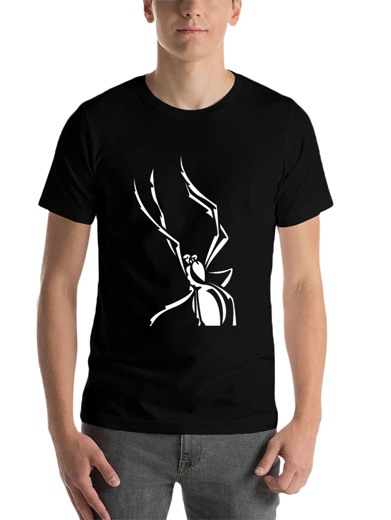 Black Spider Graphic Black T-Shirt for Men view 7