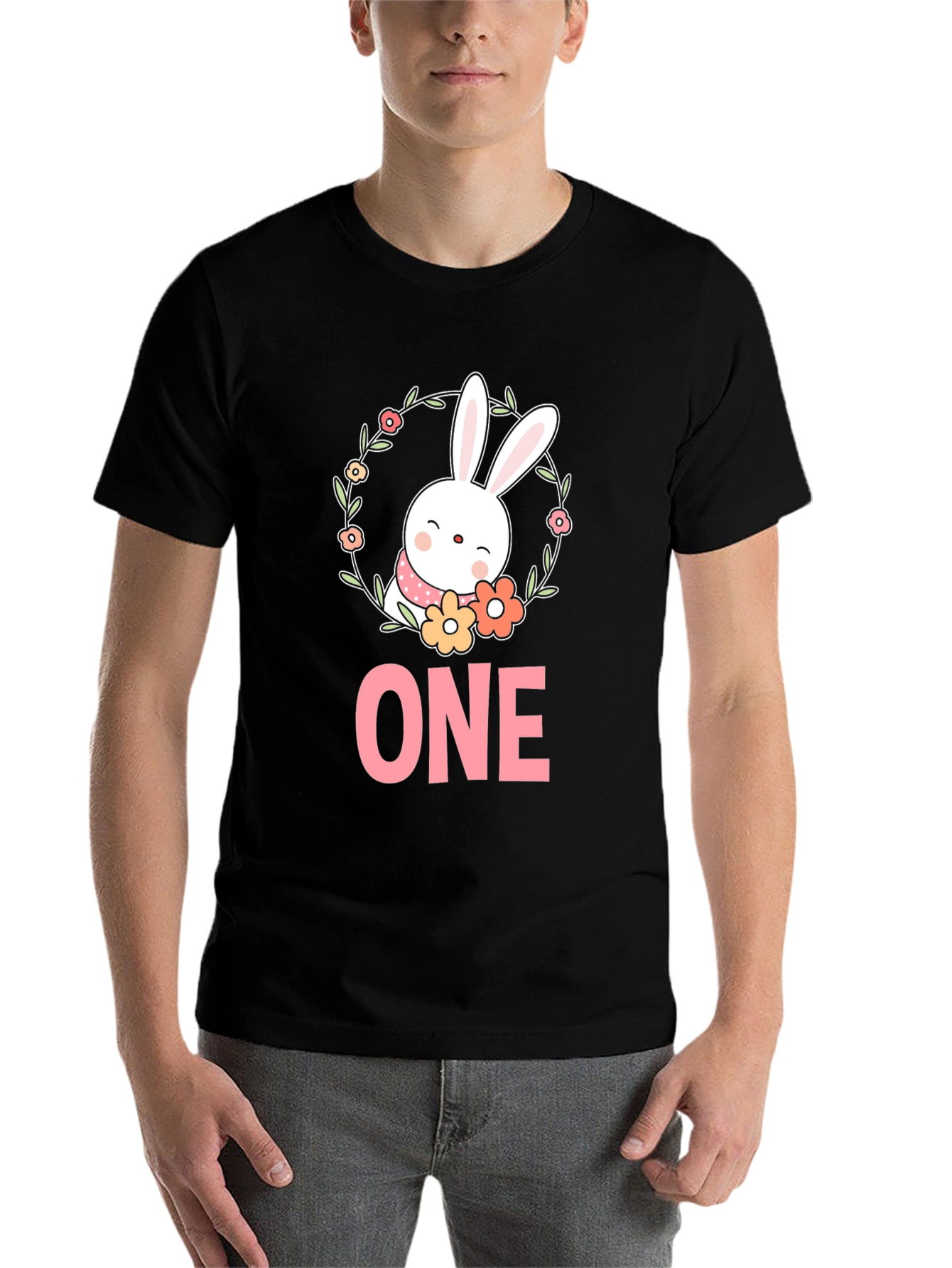 Black Bunny ONE - Baby's First Birthday T-Shirt view 7