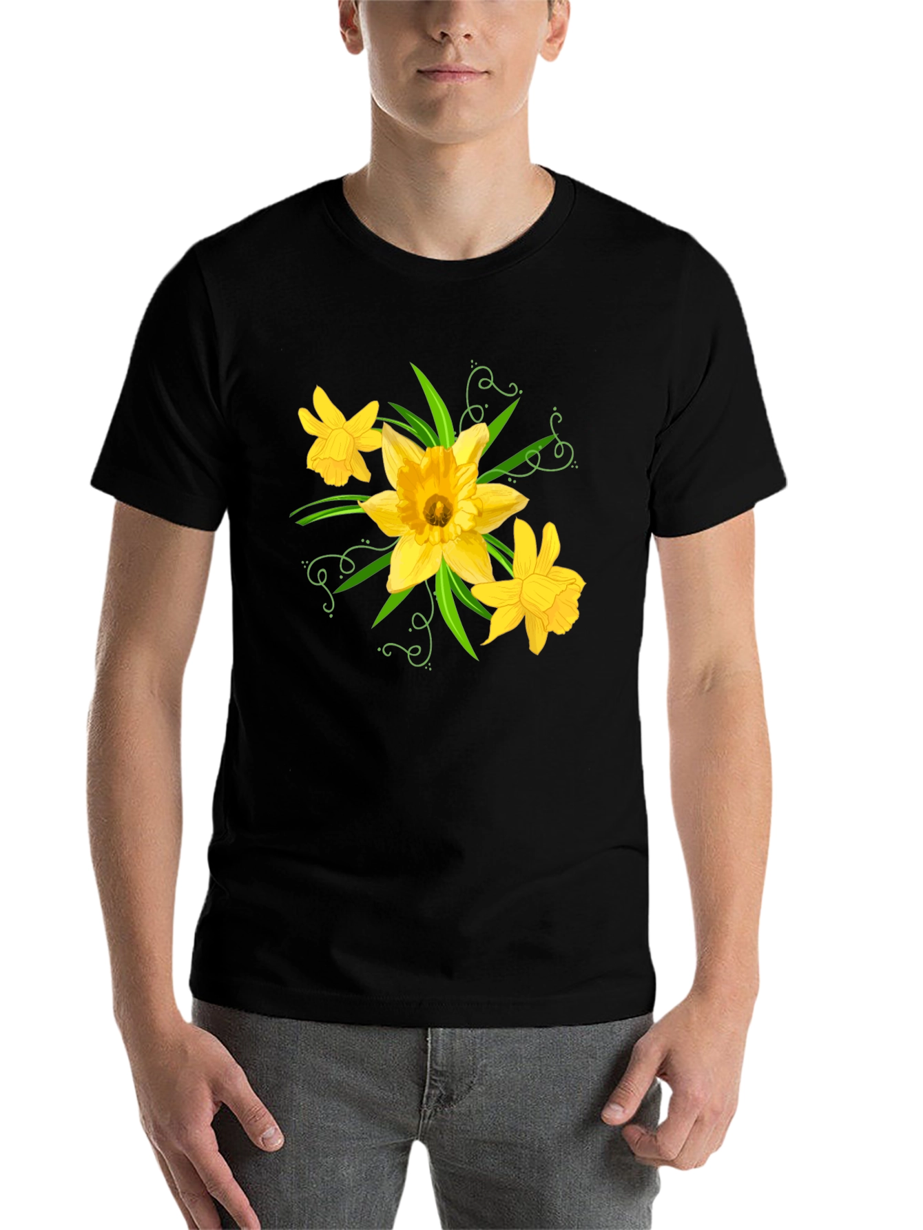 Daffodil Graphic Tee - Black Cotton T-Shirt - 7