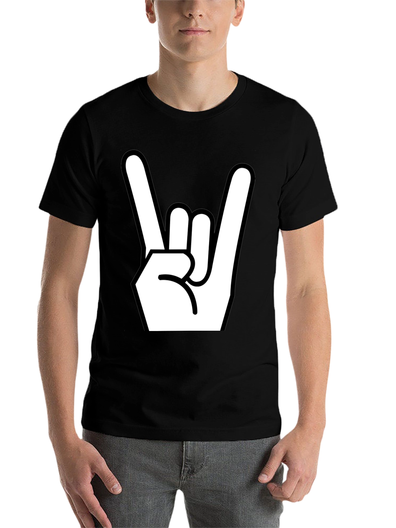 Black Rock On! Graphic Print Black T-Shirt view 7