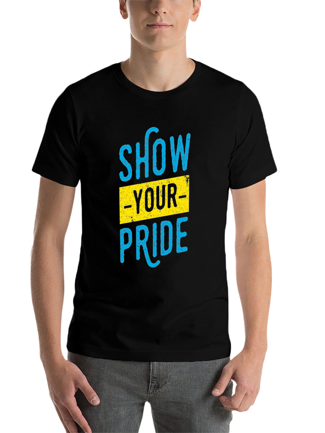 Black Show Your Pride Graphic T-Shirt - Black Cotton Blend view 7