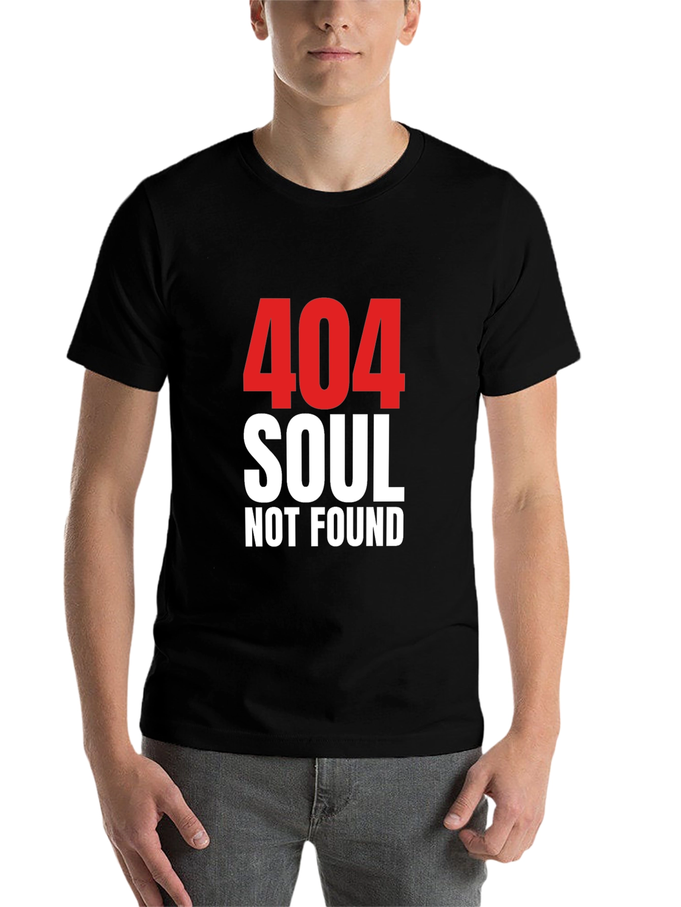 Black 404 Soul Not Found Graphic Tee - Black Cotton Blend Shirt view 7