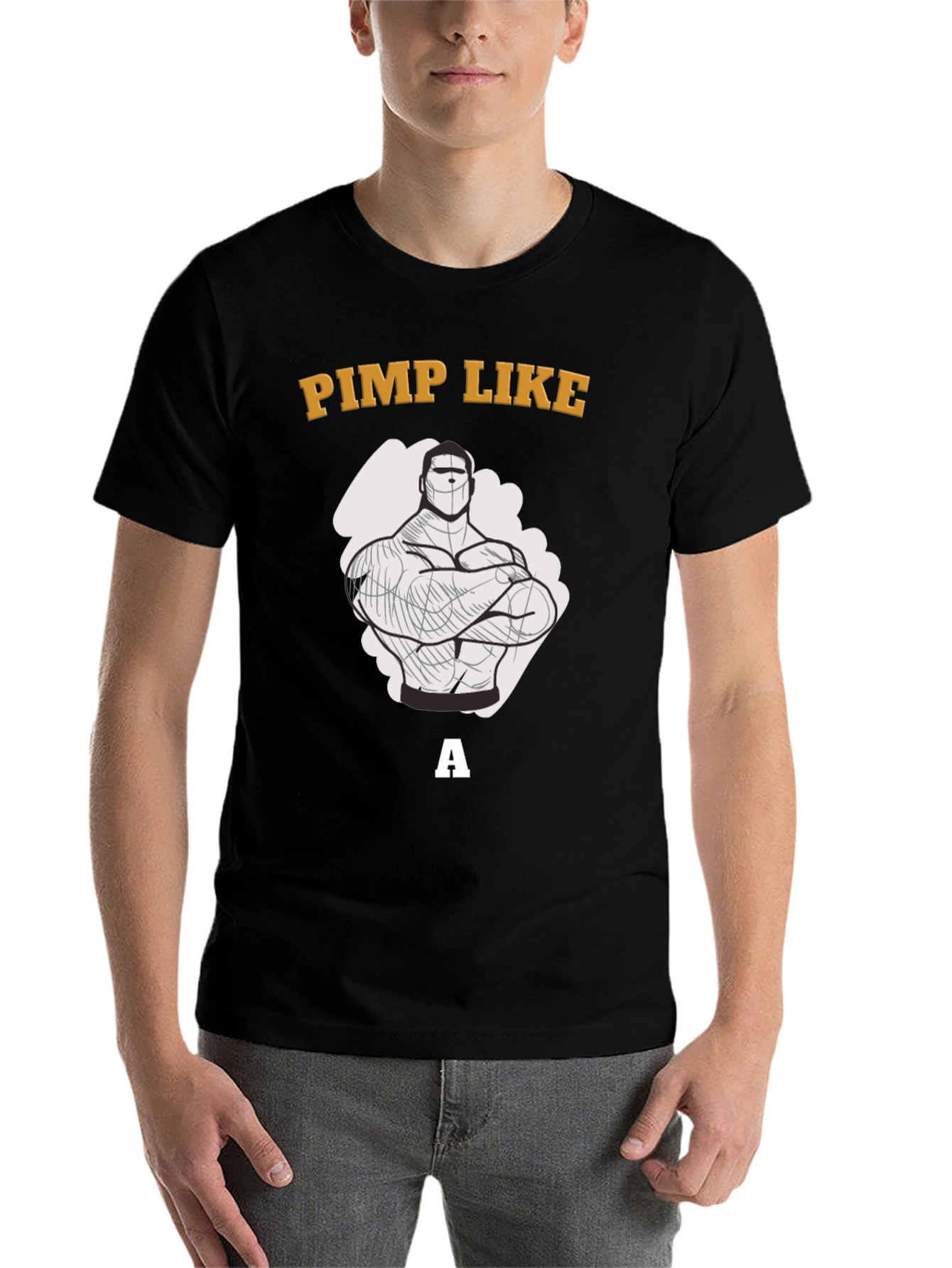Black Pimp Like a Bodybuilder Graphic T-Shirt view 7