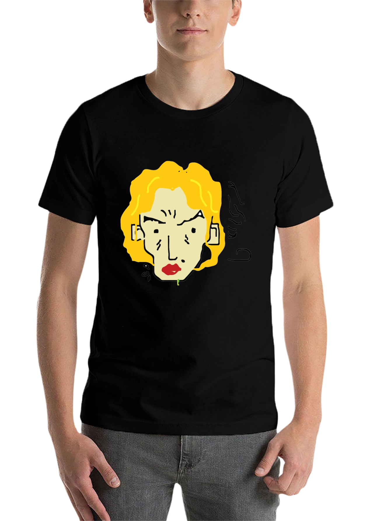 Black Funky Cartoon T-Shirt: Unique Graphic Tee view 7