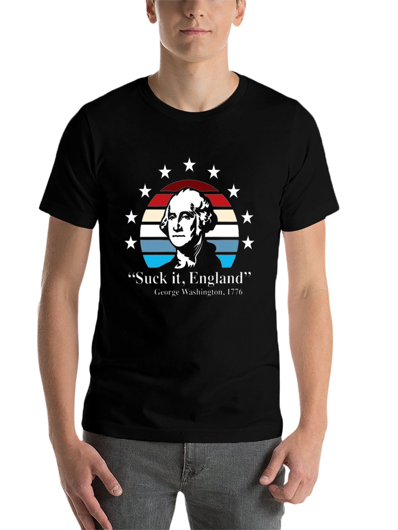 Black Suck It, England T-Shirt - George Washington 1776 view 7