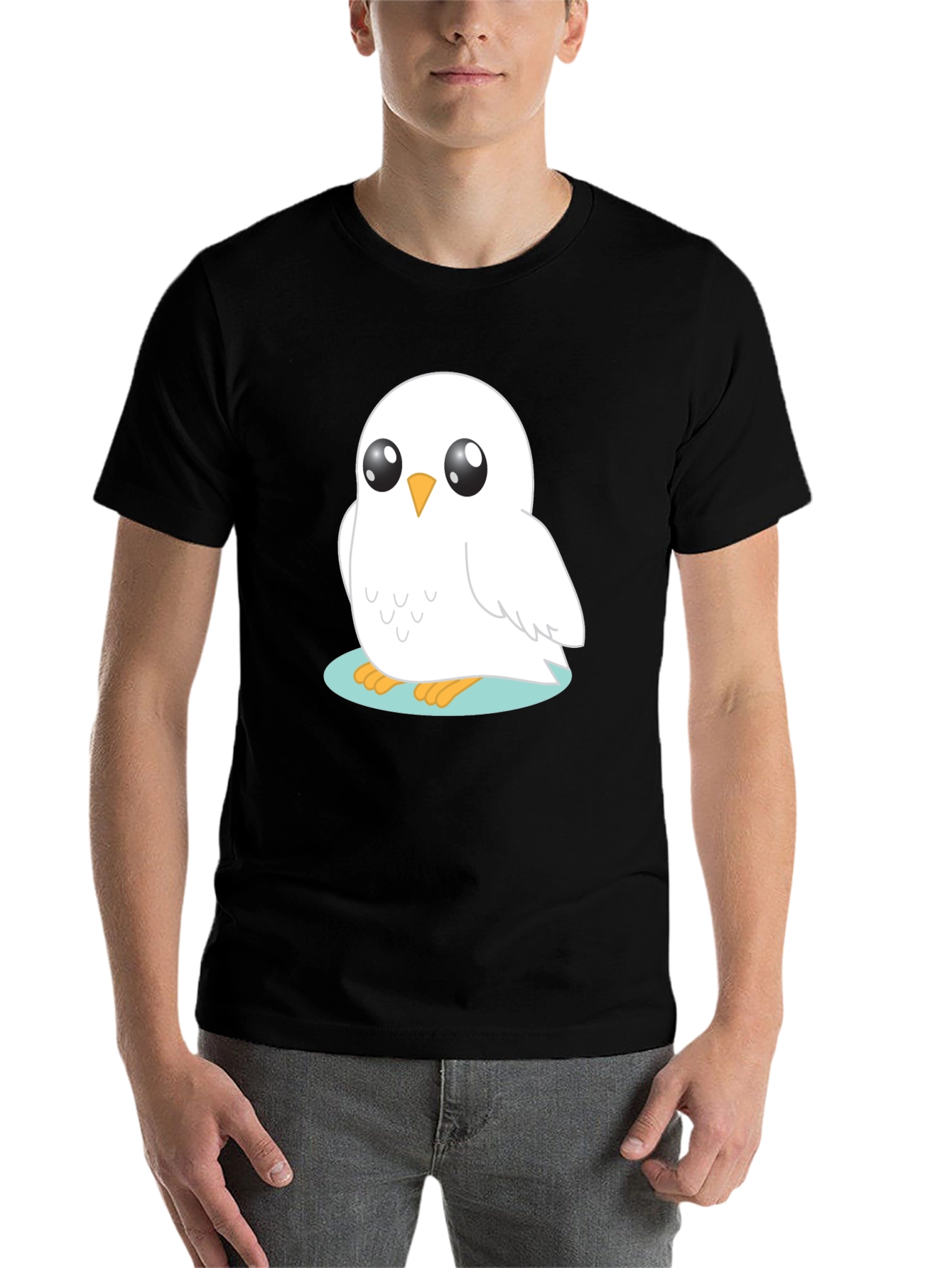 Black Cute Owl Graphic T-Shirt - Black Cotton Tee view 7