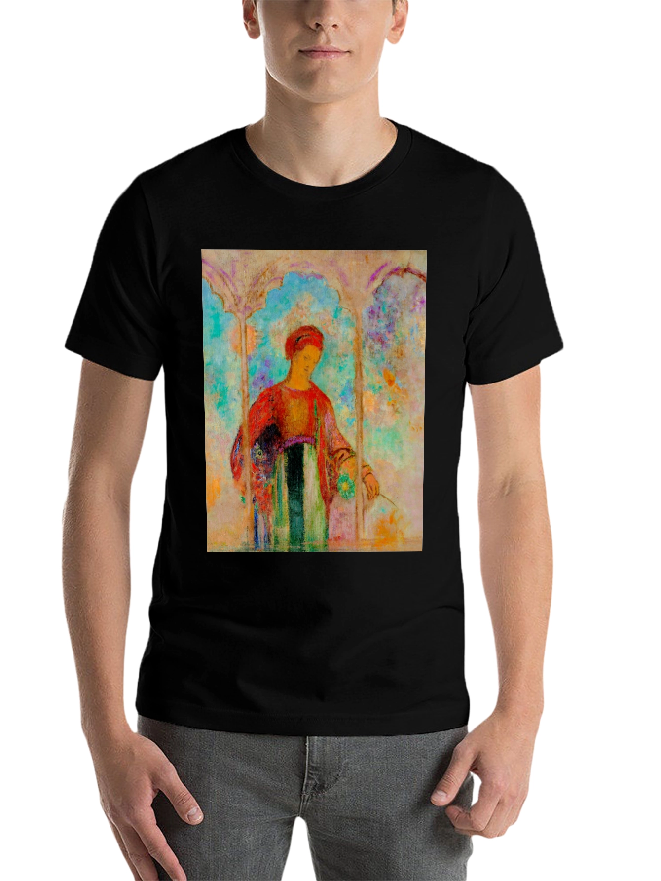 Black Artistic Woman Portrait T-Shirt - Unique Design view 7