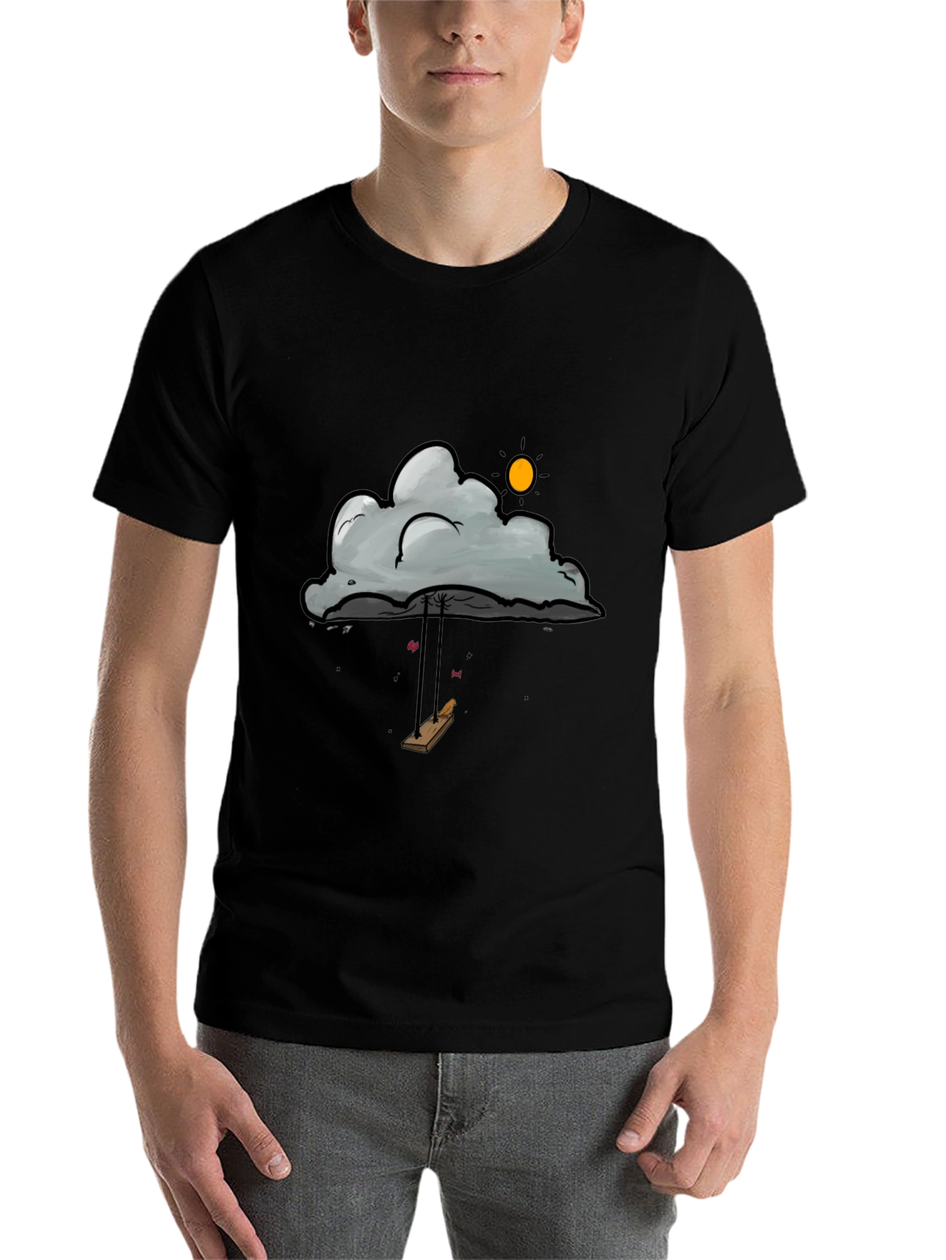 Black Cloud Swing Graphic T-Shirt - Unique Design view 7