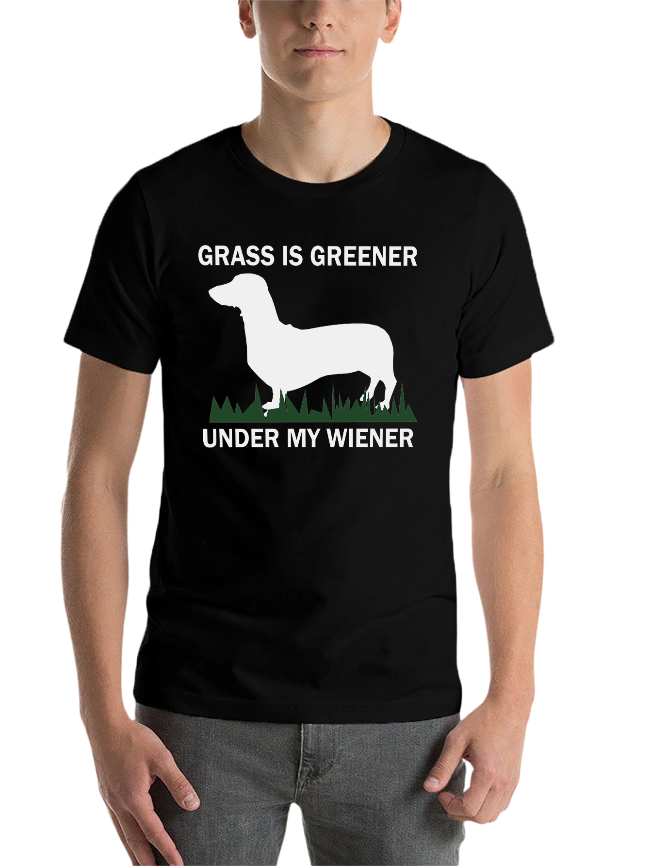 Funny Dachshund Wiener Dog T-Shirt - Green Grass - 7