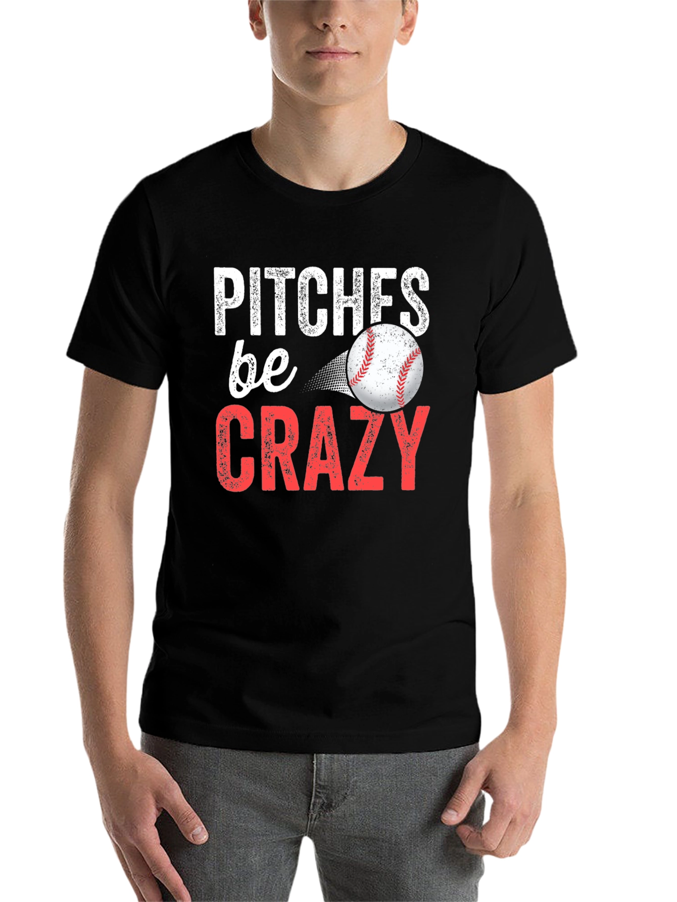 Black Pitches Be Crazy Baseball Graphic Tee view 7