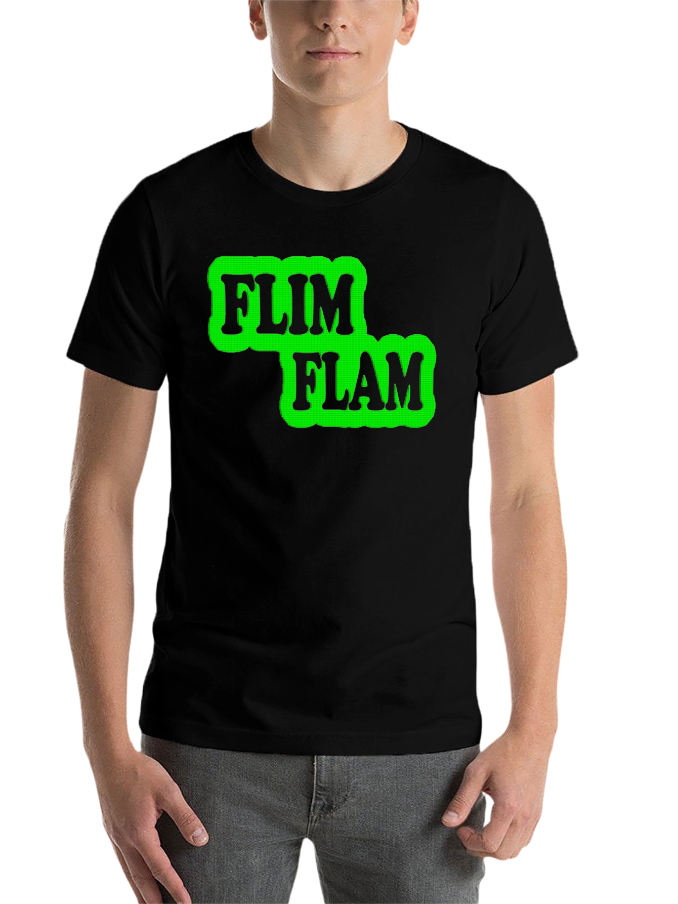 Black Flim Flam Graphic T-Shirt - Novelty Design Tee view 7