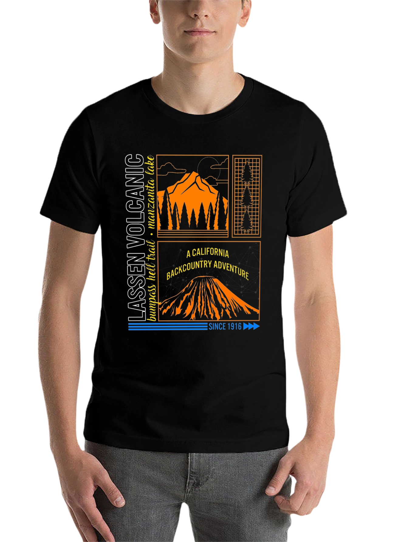 Black Lassen Volcanic Backcountry Adventure T-Shirt view 7