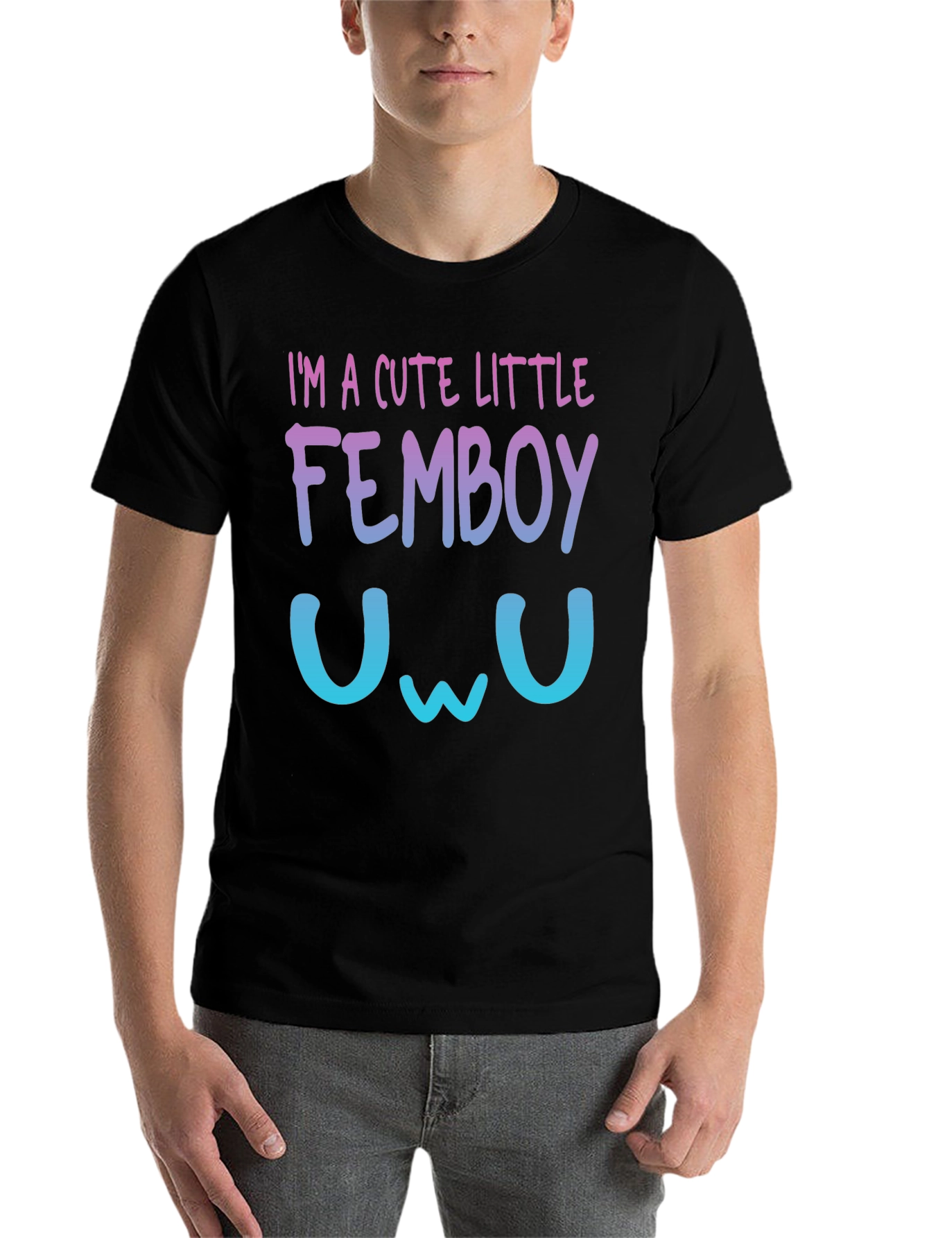 Black Cute Little Femboy T-Shirt - Gradient Design view 7
