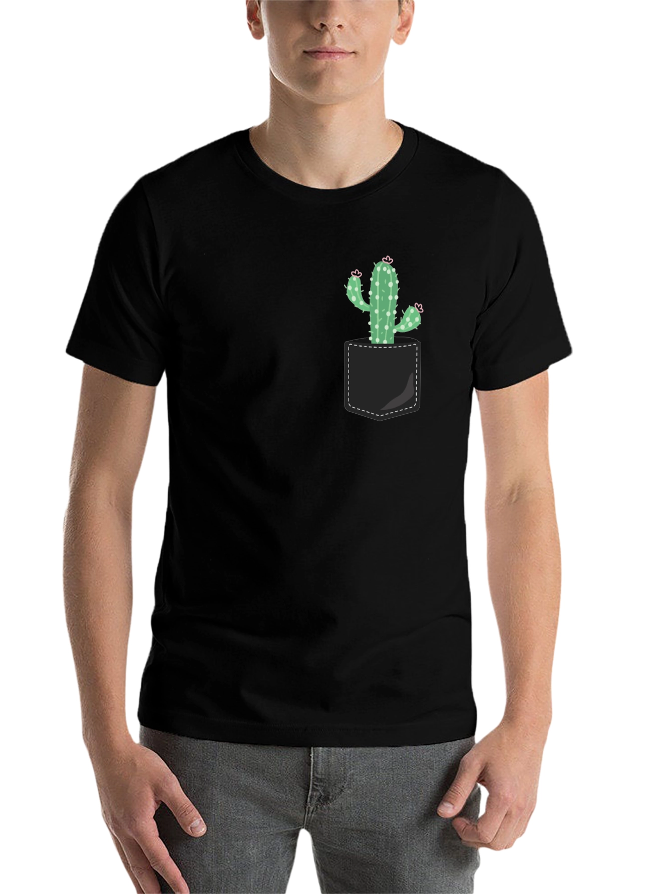 Black Cactus Pocket T-Shirt - Trendy Graphic Tee view 7