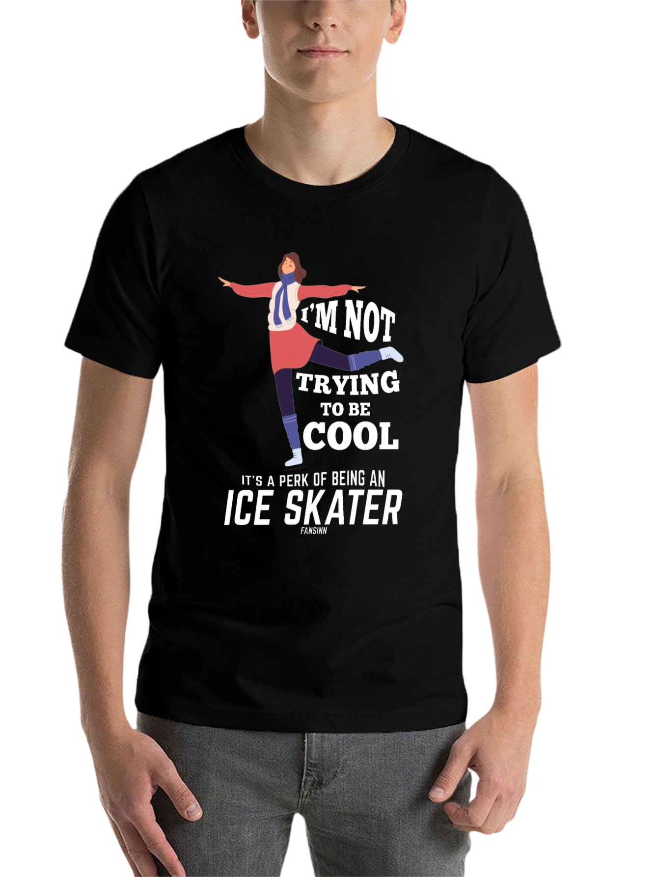 Black Cool Ice Skater Graphic Tee Shirt view 7