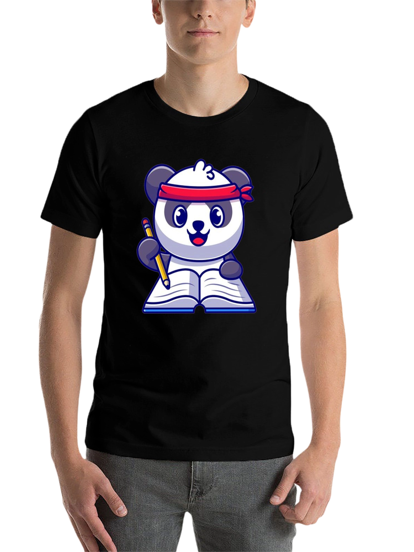 Black Panda Reader T-Shirt - Study Buddy view 7