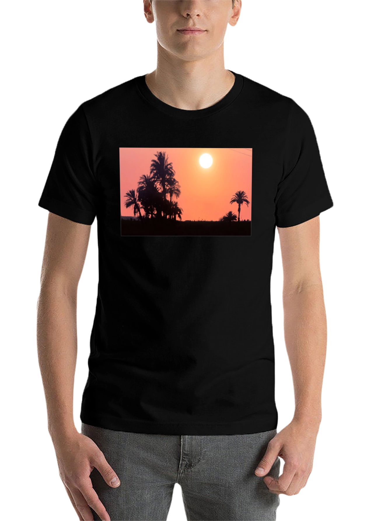 Black Sunset Palm Tree T-Shirt - Black view 7