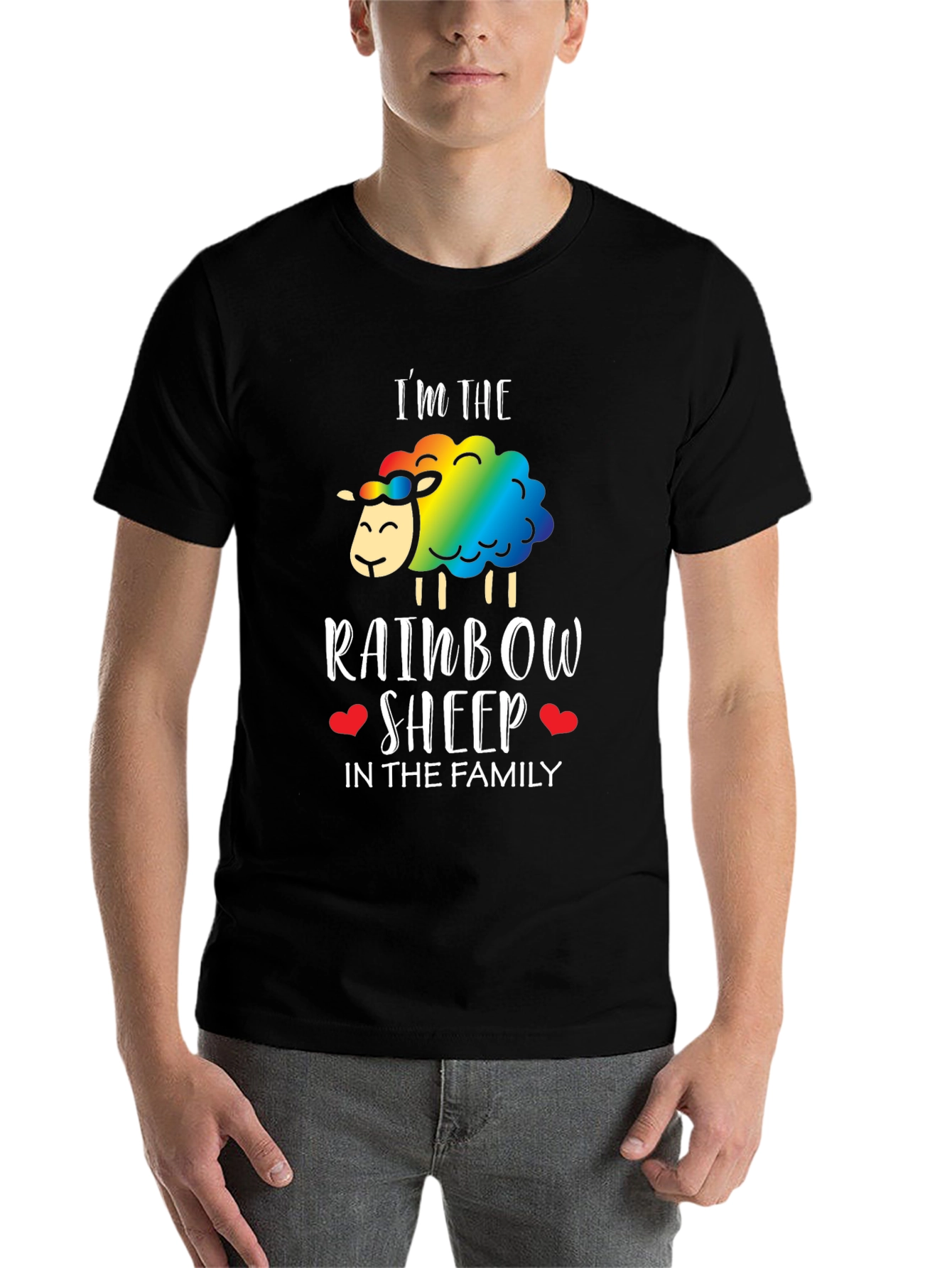 Black Rainbow Sheep Family T-Shirt - Pride LGBTQ+ Tee view 7