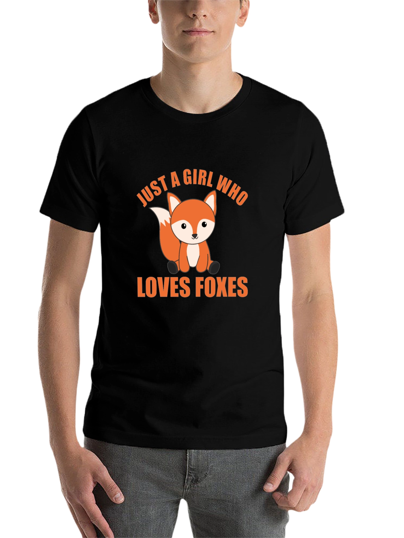 Black Cute Fox Lover T-Shirt - Just A Girl Who Loves Foxes view 7