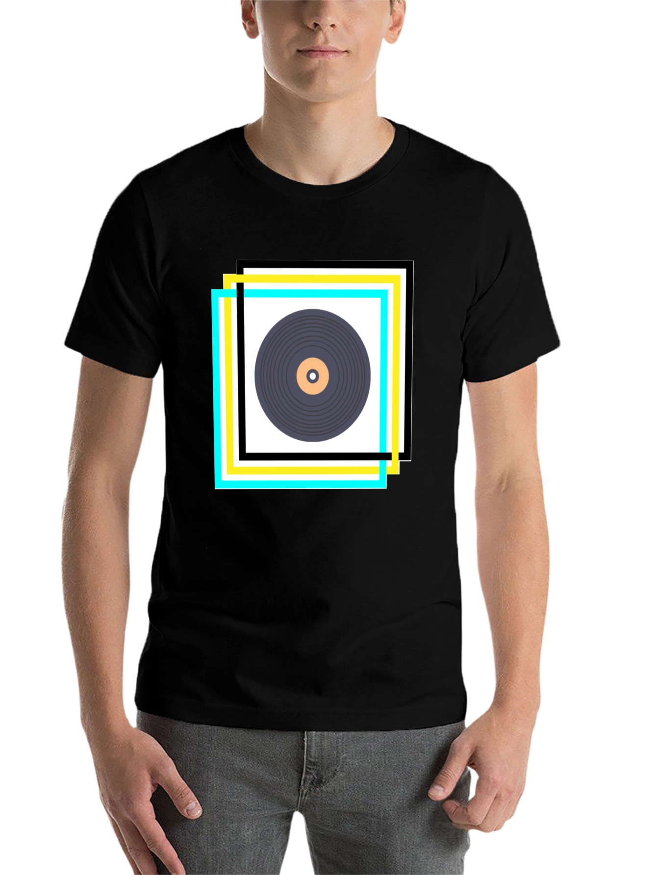 Black Retro Vinyl Record Graphic Tee view 7