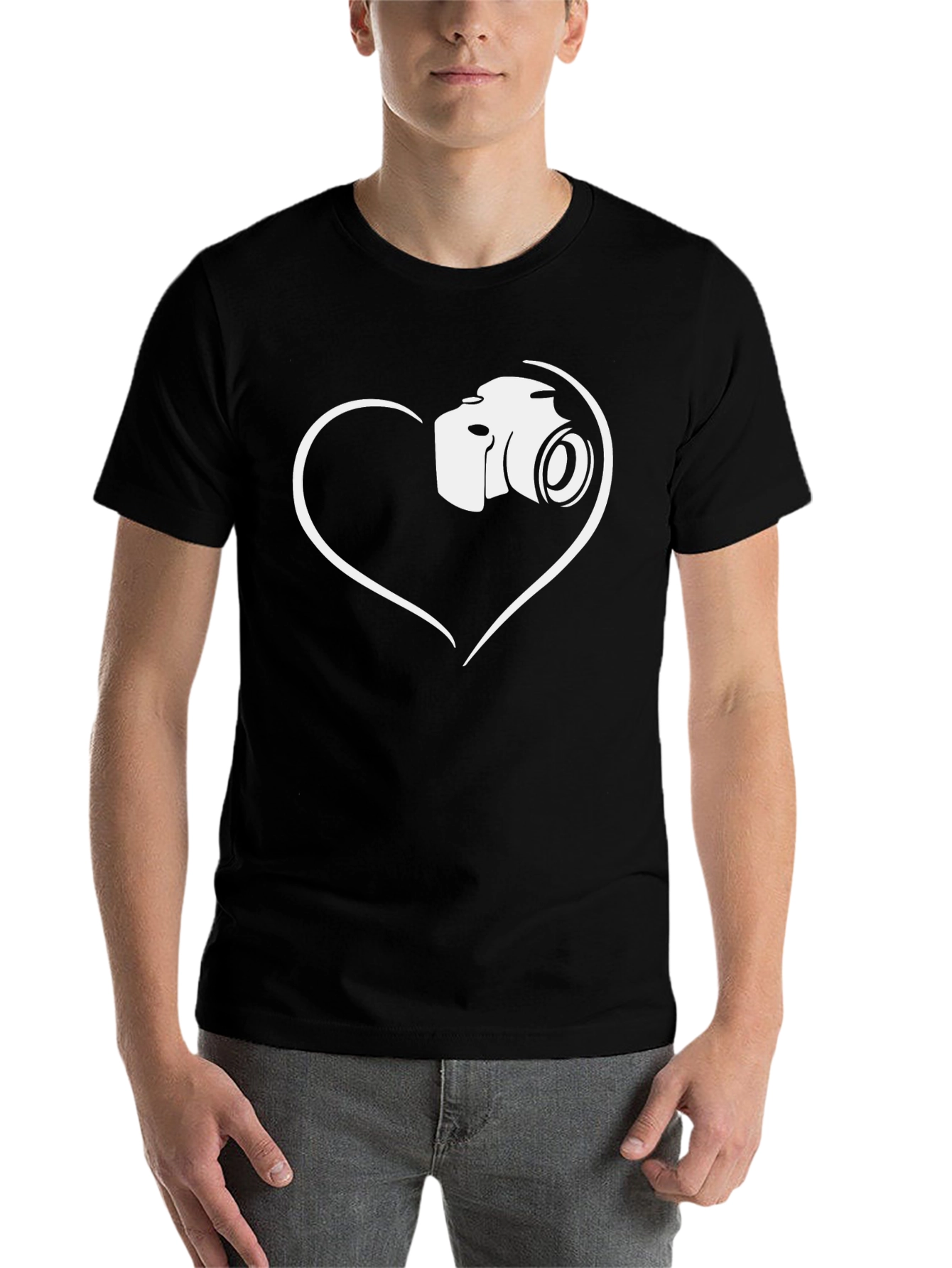 Black Camera Heart Graphic T-Shirt view 7