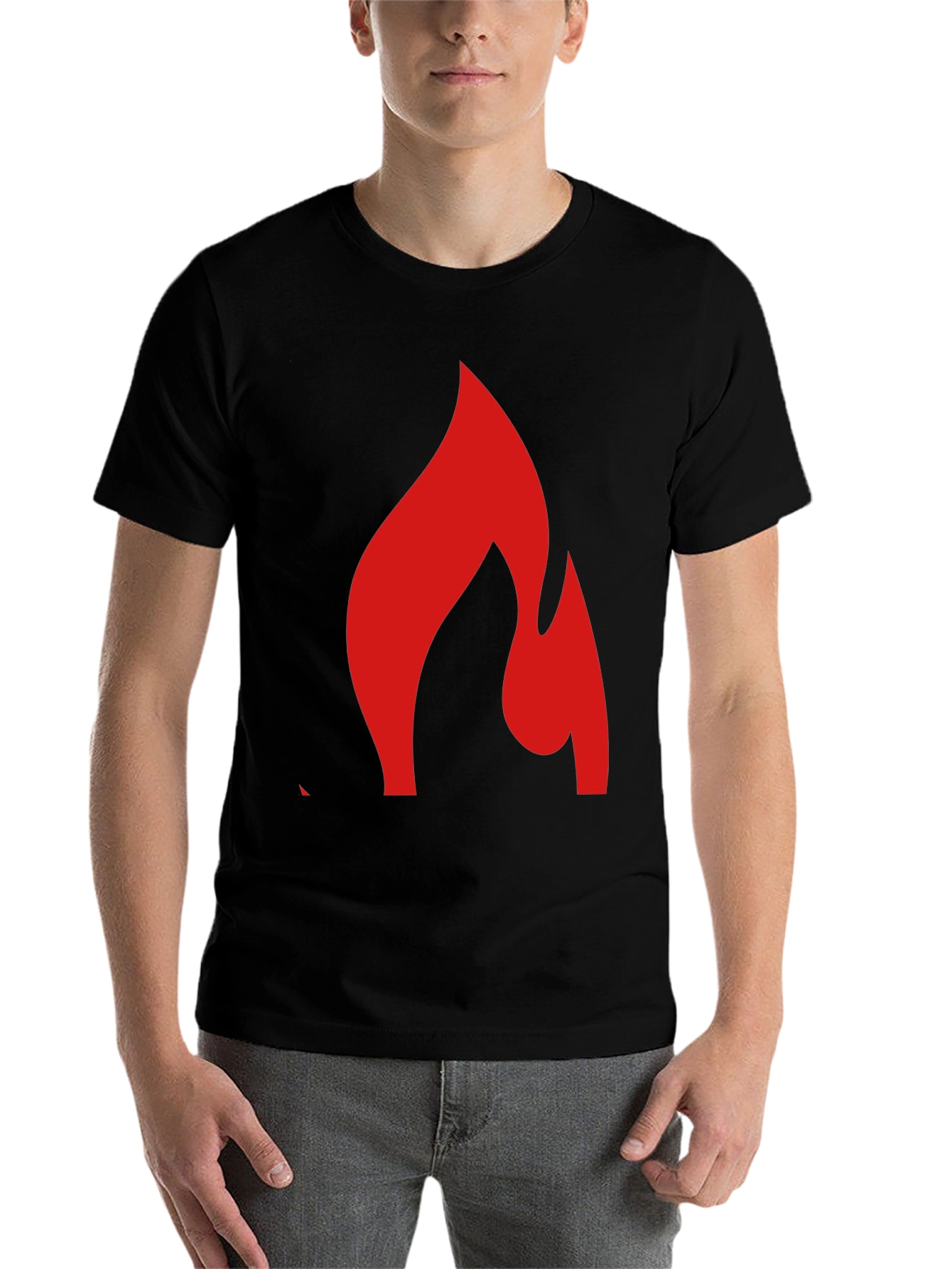 Black Bold Flame Graphic Tee - Black Cotton Blend Shirt view 7